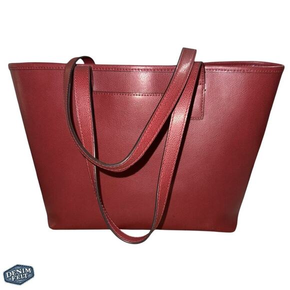 Michael by Michael Kors Maroon Cross Grain Leather Jet Set Tote/ Shoulder Purse - Picture 6 of 15